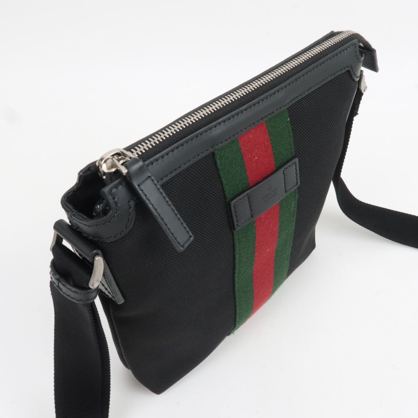 GUCCI Sherry Nylon Canvas Shoulder Bag Black 631195