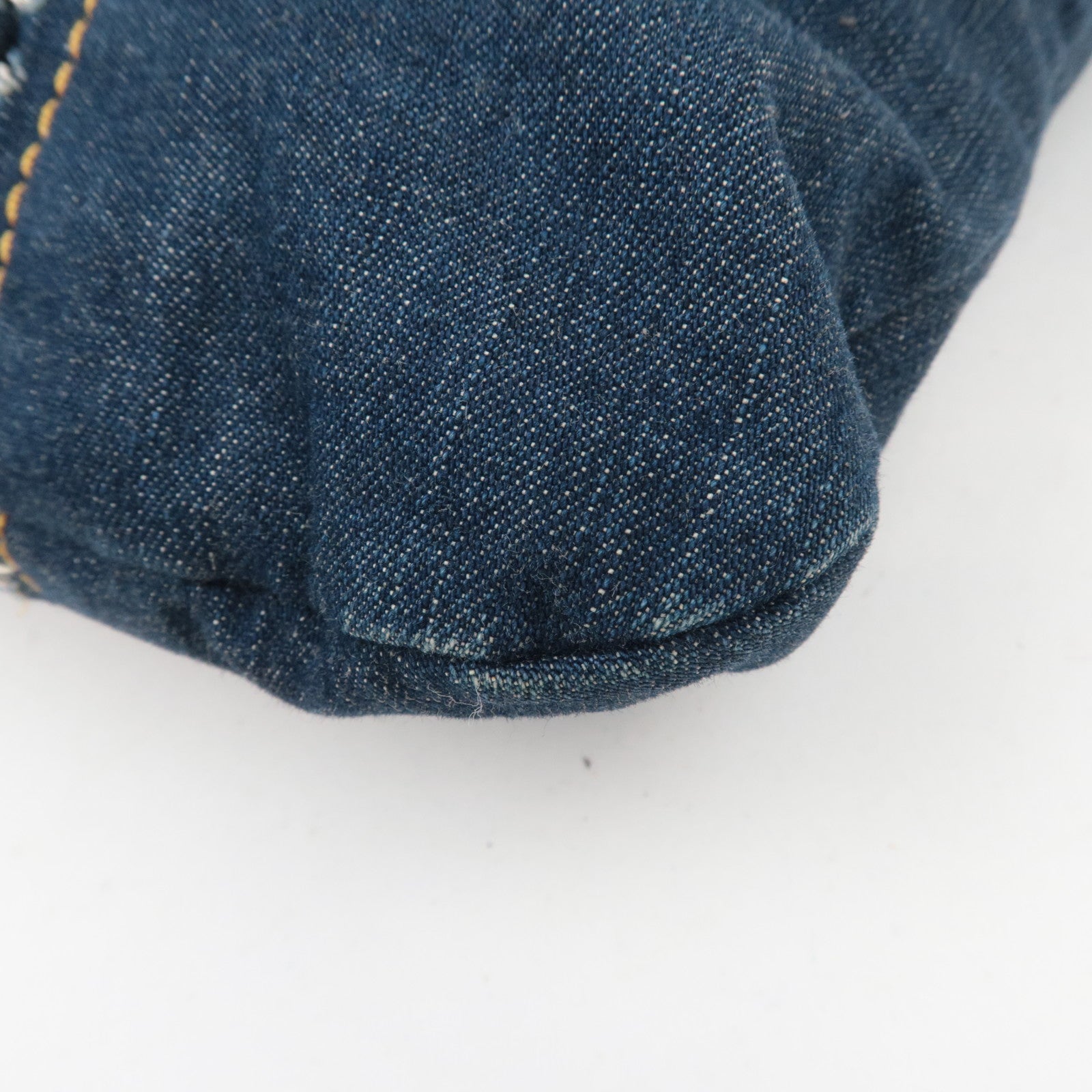 CHANEL Coco Mark Denim Chain Tote Bag Blue