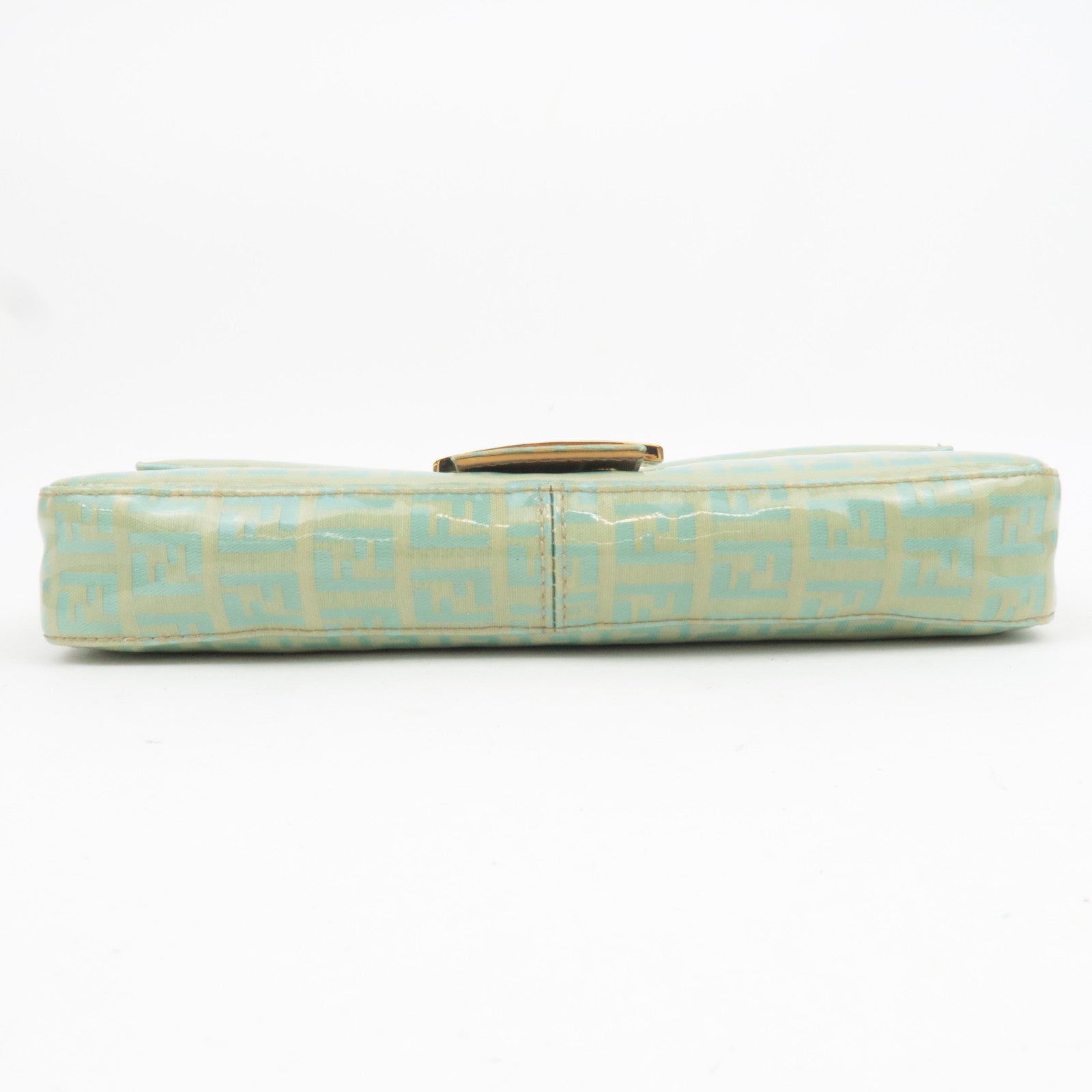 FENDI Zucchino Mamma Baguette Vinyl Shoulder Bag Light Blue 26424