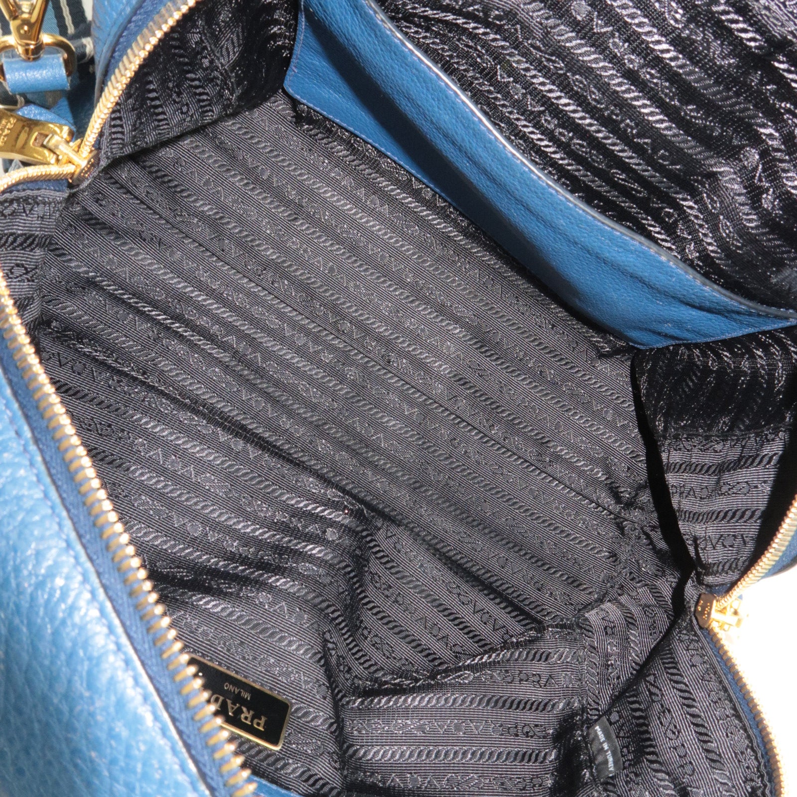 PRADA 2Way Leather Handbag Blue