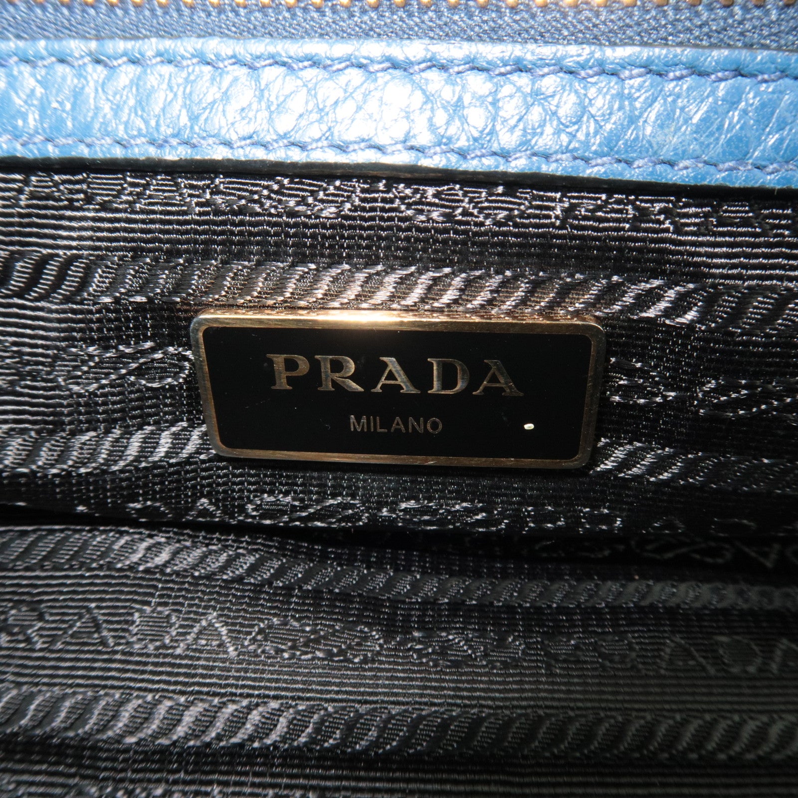 PRADA 2Way Leather Handbag Blue