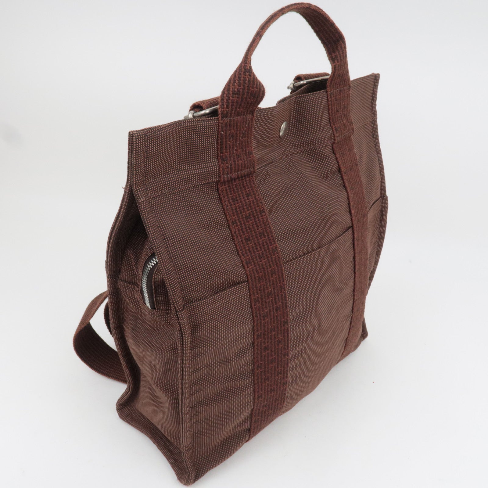 HERMES Her Line A Dos MM Canvas Backpack Brown