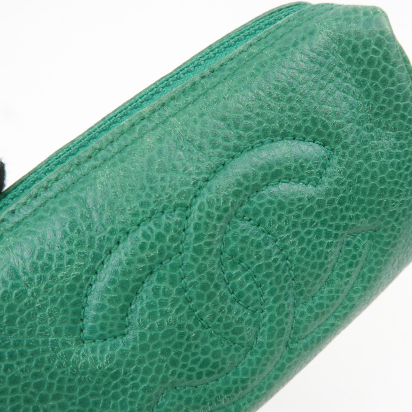 CHANEL Coco Mark Caviarskin Mini Pouch Green