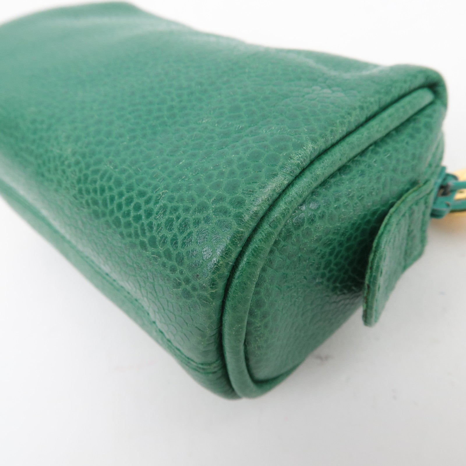 CHANEL Coco Mark Caviarskin Mini Pouch Green