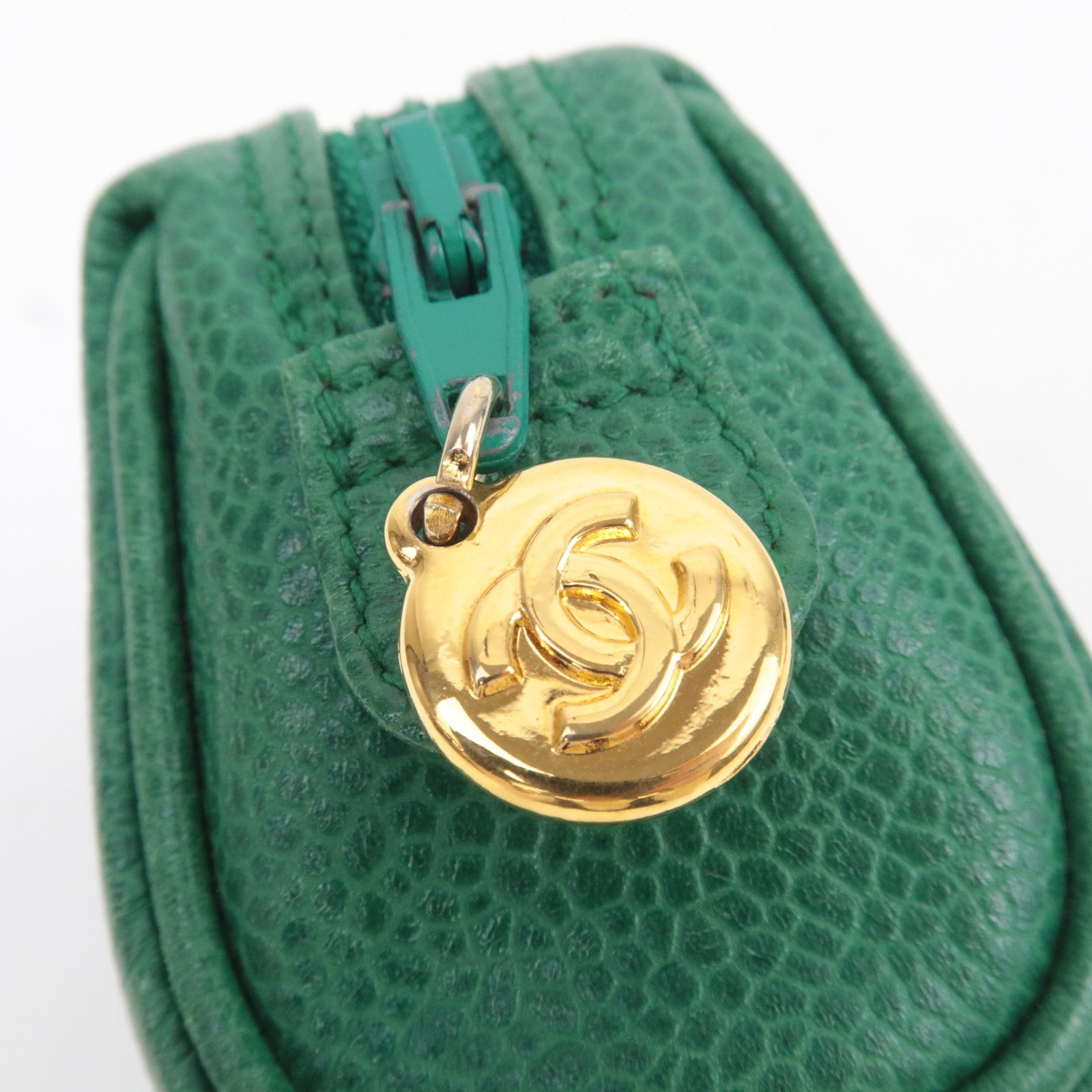 CHANEL Coco Mark Caviarskin Mini Pouch Green