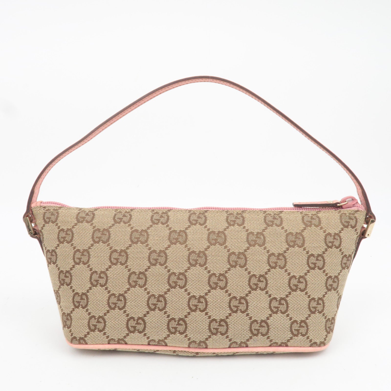 GUCCI GG Canvas Boat Bag Beige Pink 07198