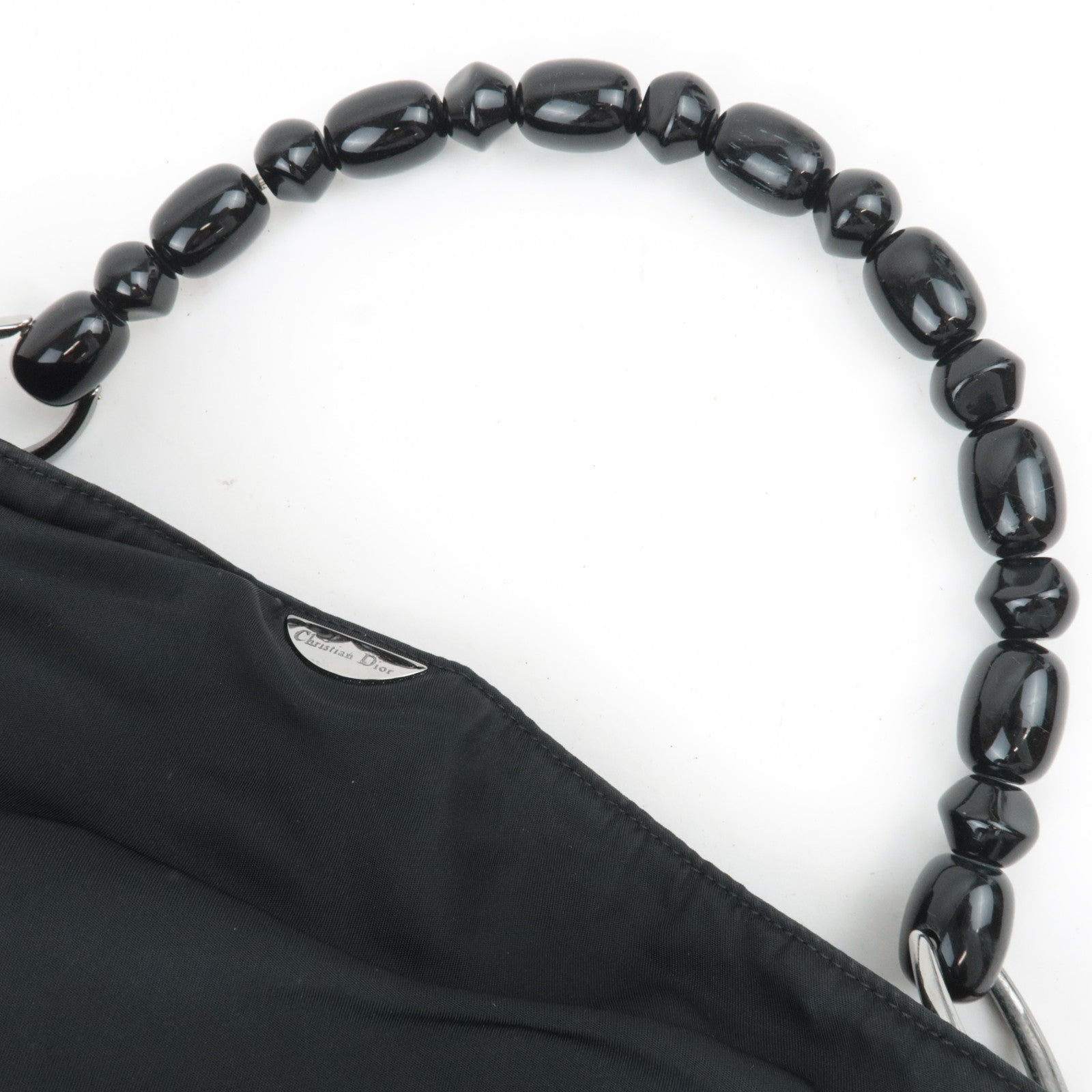 Christian Dior Maris Pearl Nylon Shoulder Bag Black
