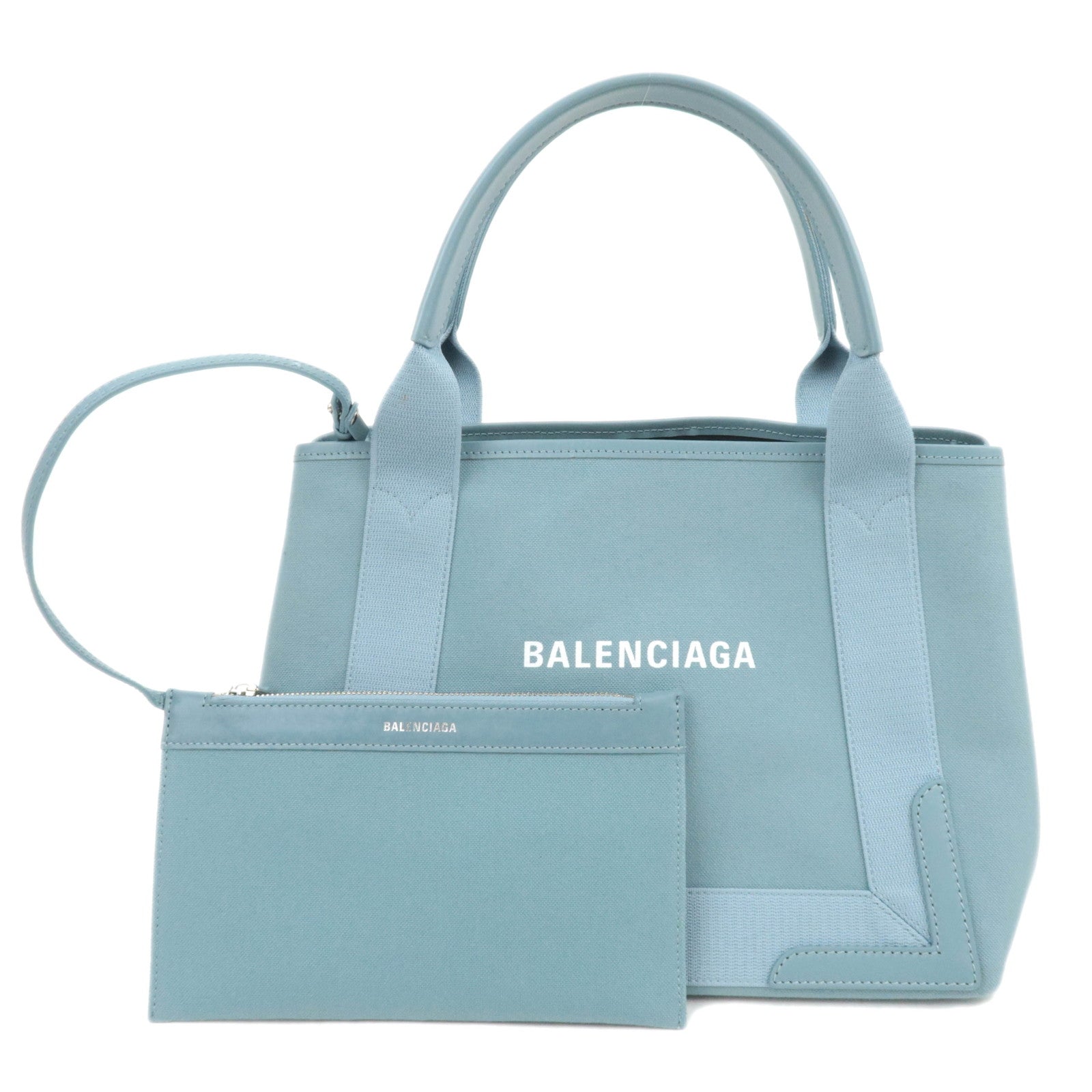 BALENCIAGA Navy Cabas S Canvas Tote Bag Light Blue 33993388438