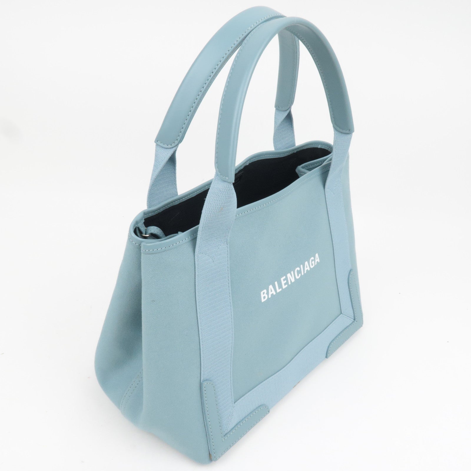 BALENCIAGA Navy Cabas S Canvas Tote Bag Light Blue 339933