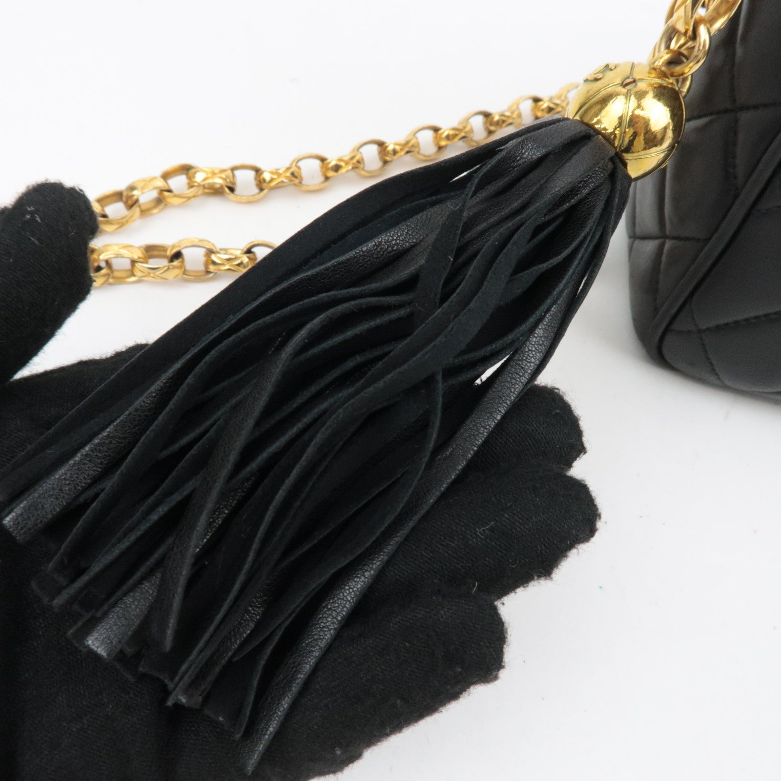 CHANEL Matelasse Diana Lambskin Flap Chain Shoulder Bag Black