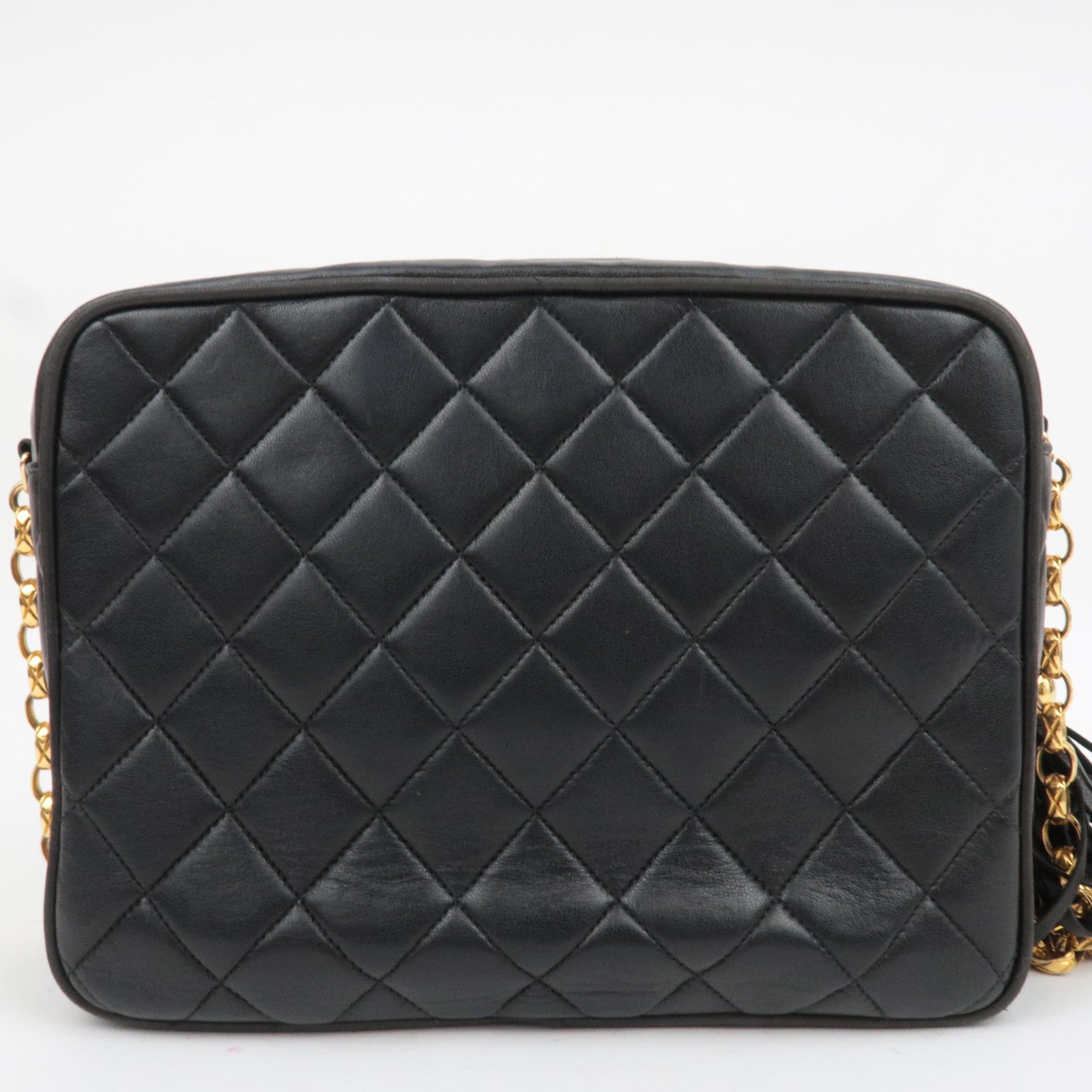 CHANEL Matelasse Diana Lambskin Flap Chain Shoulder Bag Black