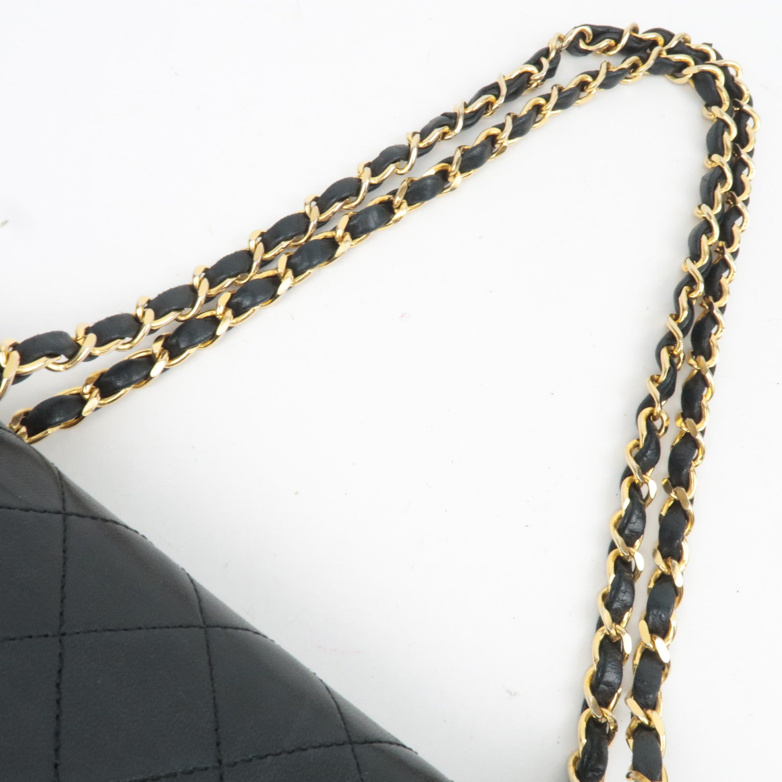 CHANEL Matelasse 25 Double Flap Lambskin Chain Shoulder Bag Black