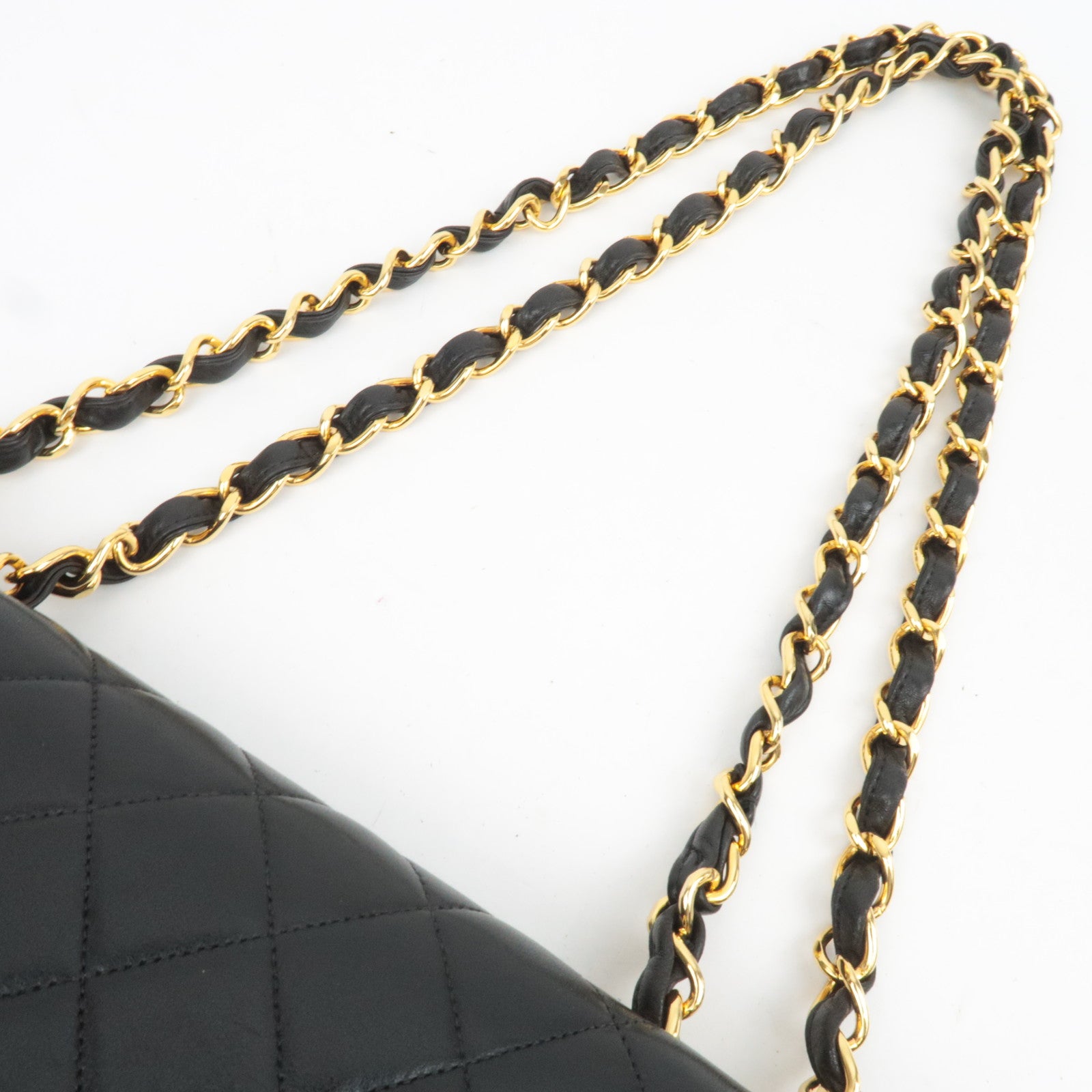 CHANEL Jumbo Matelasse 30 Lambskin Chain Shoulder Bag Black Gold HDW