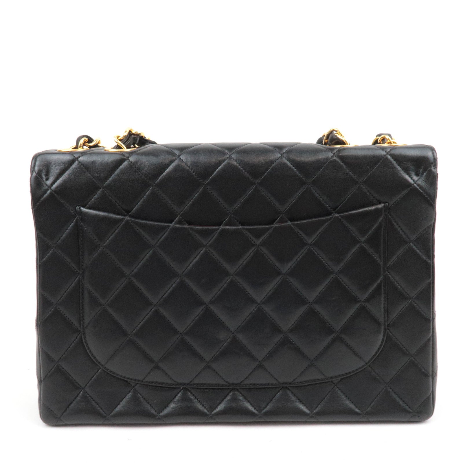 CHANEL Jumbo Matelasse 30 Lambskin Chain Shoulder Bag Black Gold HDW