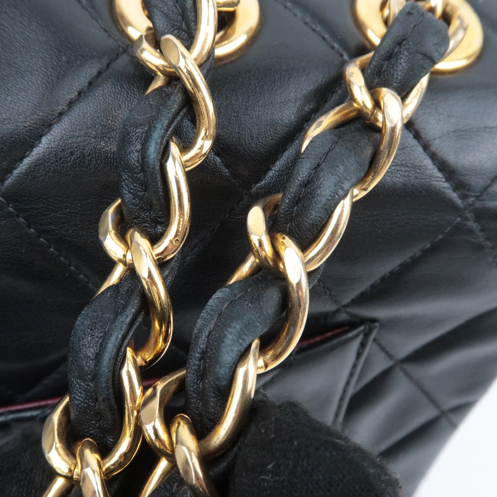 CHANEL Maxi Matelasse 34 Lambskin Chain Shoulder Bag Black Gold HDW