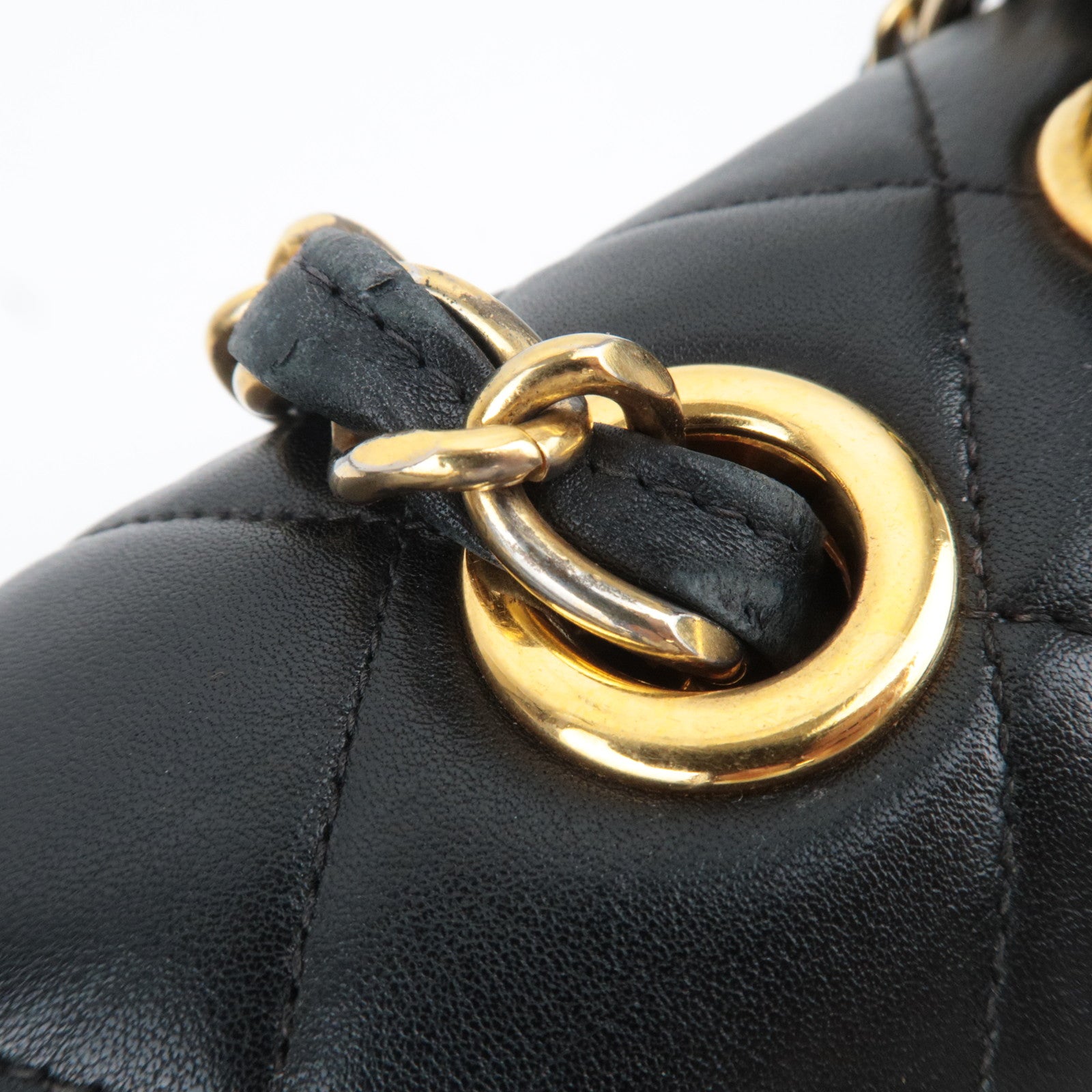CHANEL Maxi Matelasse 34 Lambskin Chain Shoulder Bag Black Gold HDW