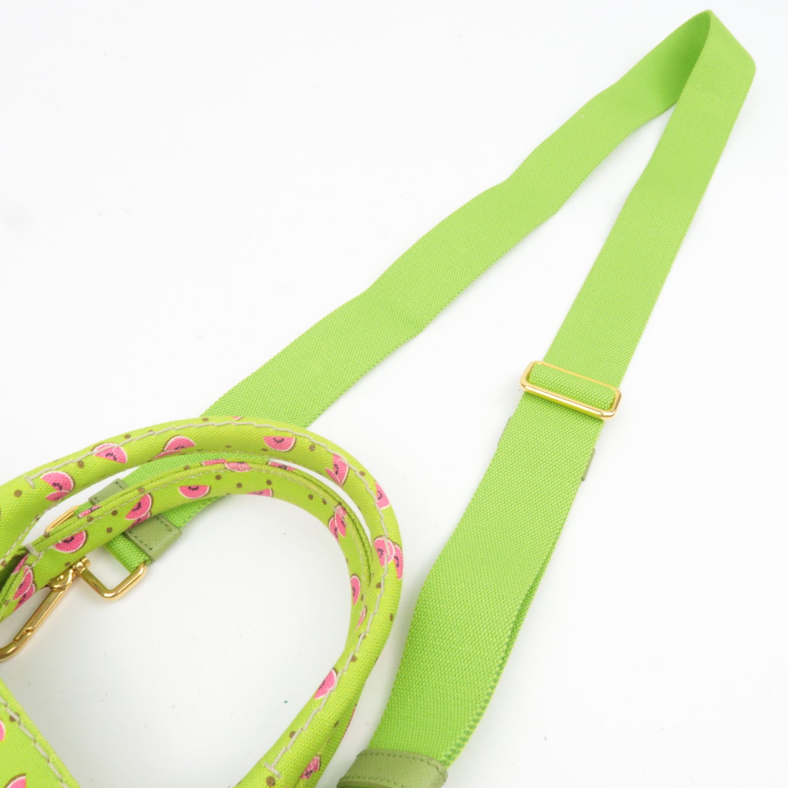 PRADA Canapa Mini 2Way Canvas Tote Bag Watermelon Print Light Green 1BG439