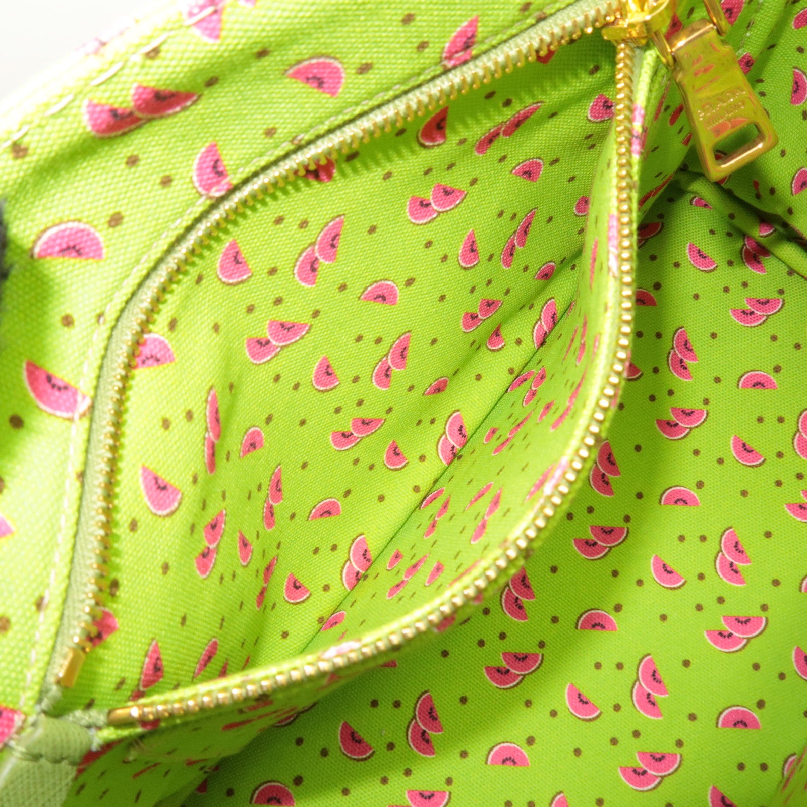 PRADA Canapa Mini 2Way Canvas Tote Bag Watermelon Print Light Green 1BG439