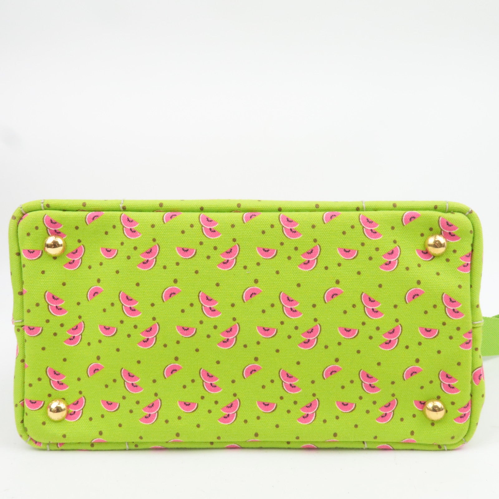 PRADA Canapa Mini 2Way Canvas Tote Bag Watermelon Print Light Green 1BG439