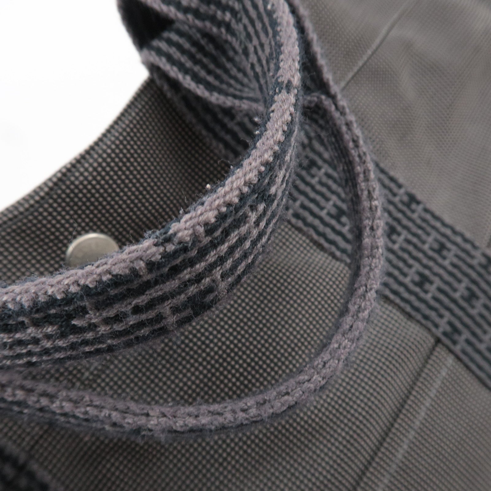 HERMES Her Line MM Nylon Canvas Tote Bag Gray