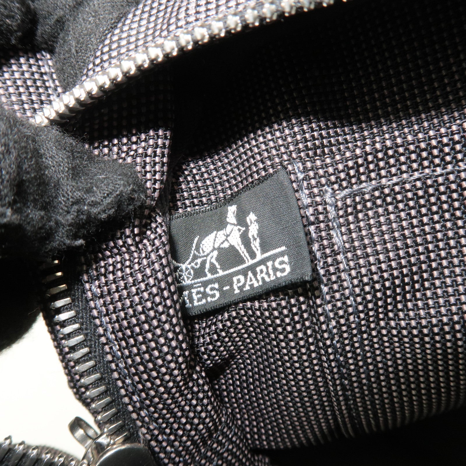 HERMES Her Line MM Nylon Canvas Tote Bag Gray