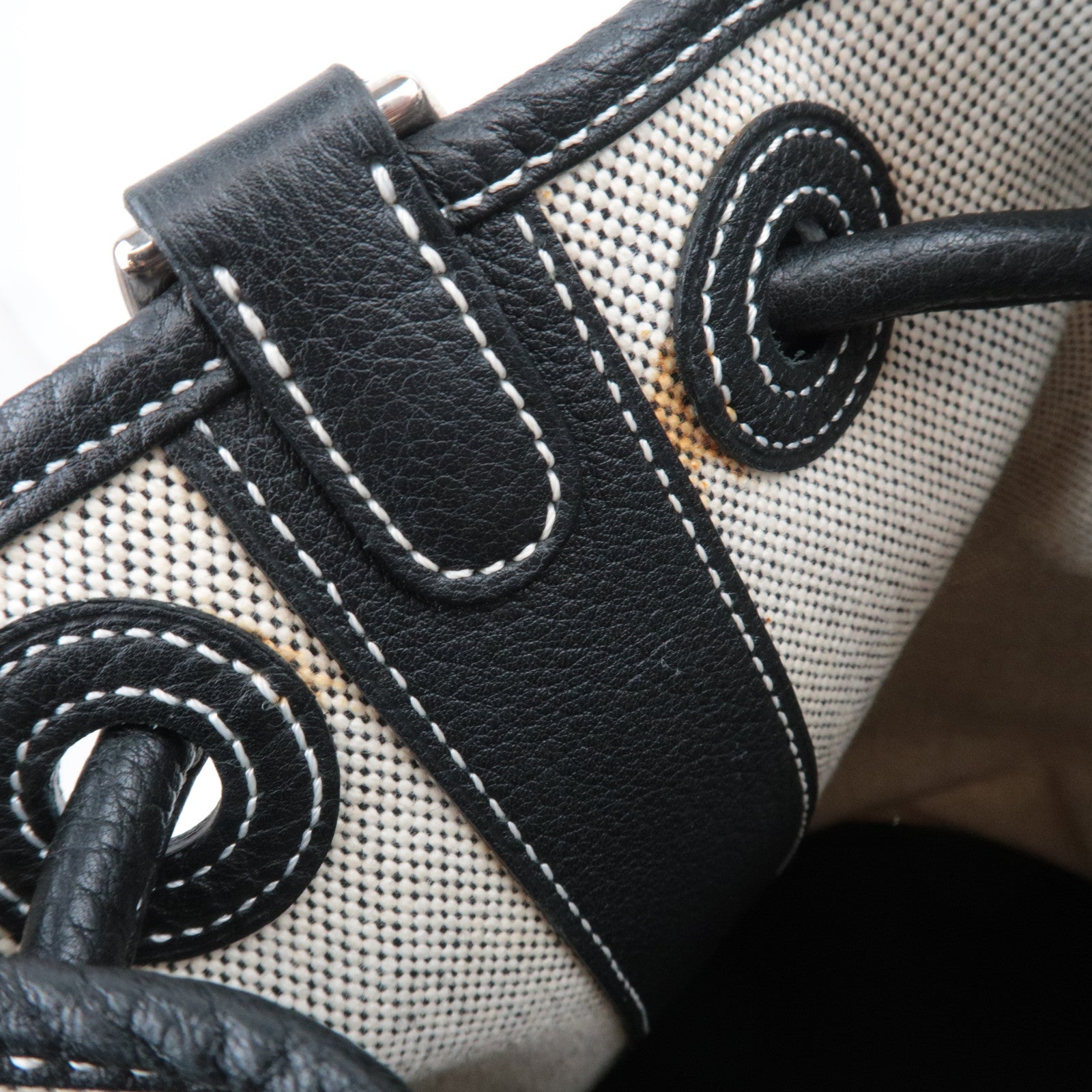 HERMES Sac Marine Resif MM Toile H Negonda Shoulder Bag Beige Black