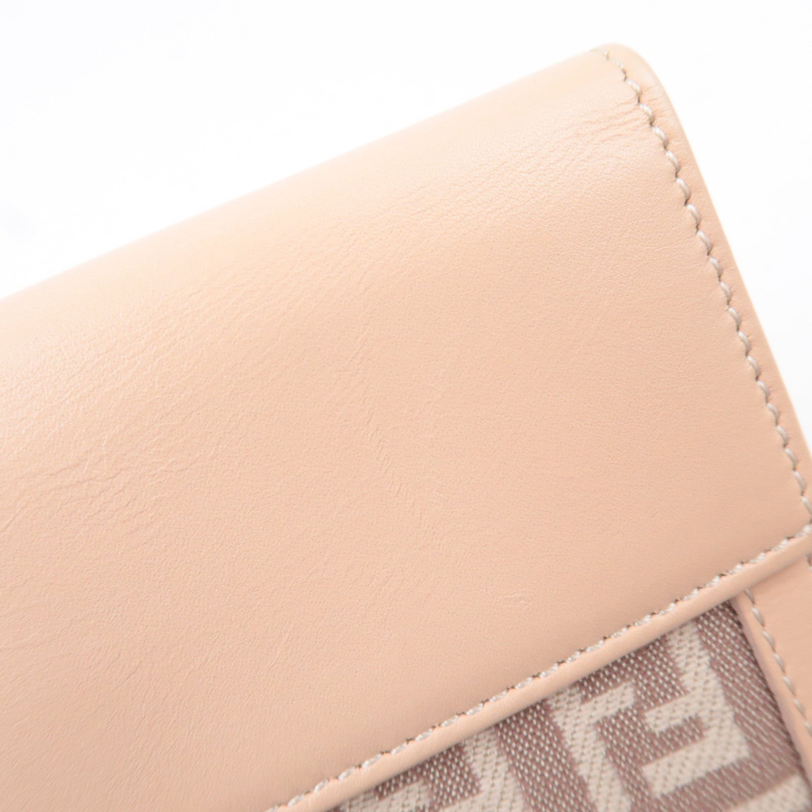 FENDI Zucchino Canvas Leather Wallet Brown Beige 8M0035