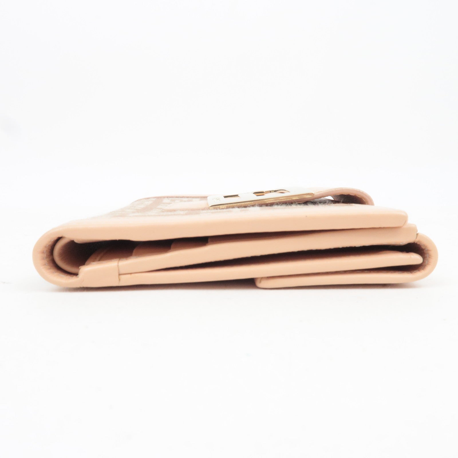 FENDI Zucchino Canvas Leather Wallet Brown Beige 8M0035