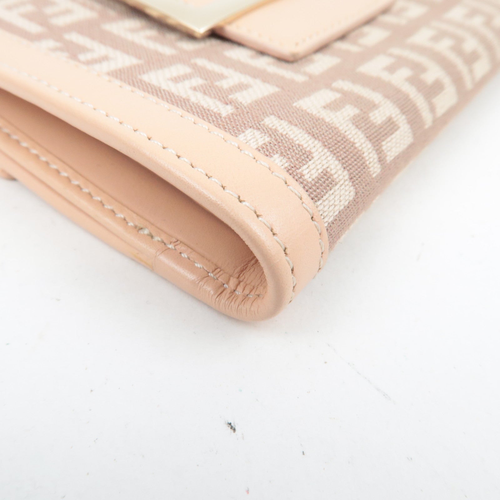 FENDI Zucchino Canvas Leather Wallet Brown Beige 8M0035