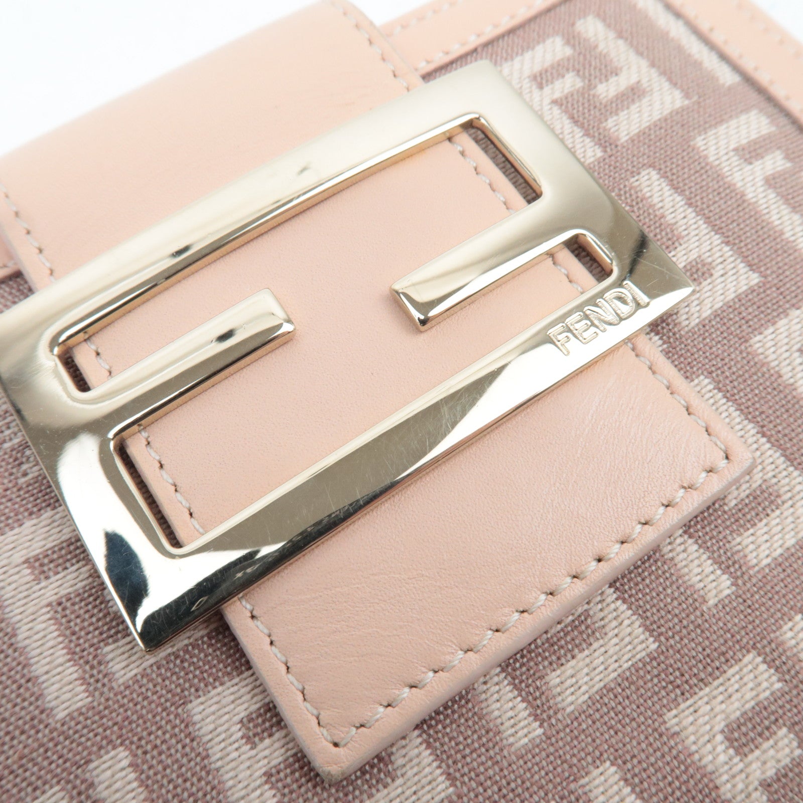 FENDI Zucchino Canvas Leather Wallet Brown Beige 8M0035