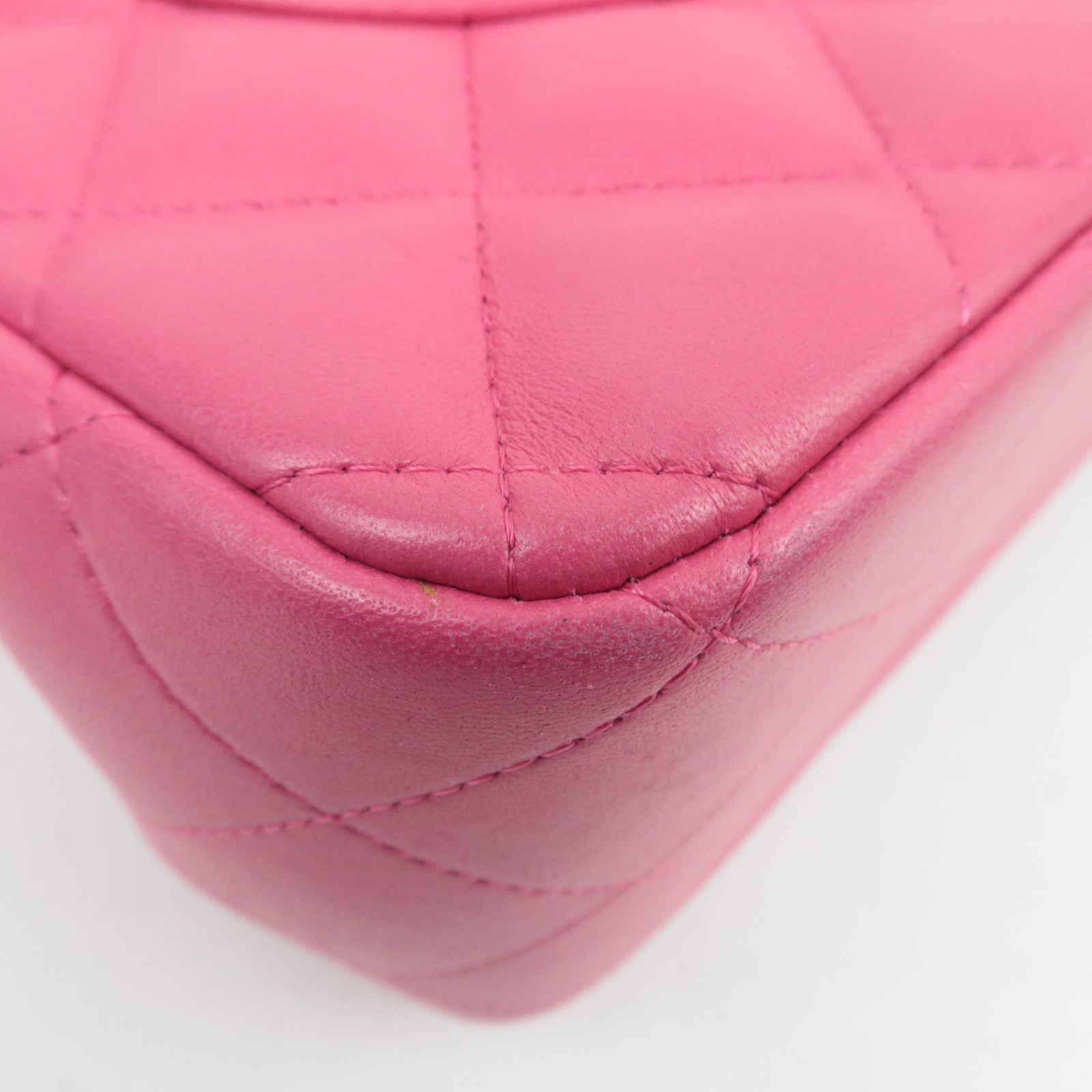 CHANEL Jumbo Matelasse 30 Double Flap Chain Shoulder Bag Lambskin Pink