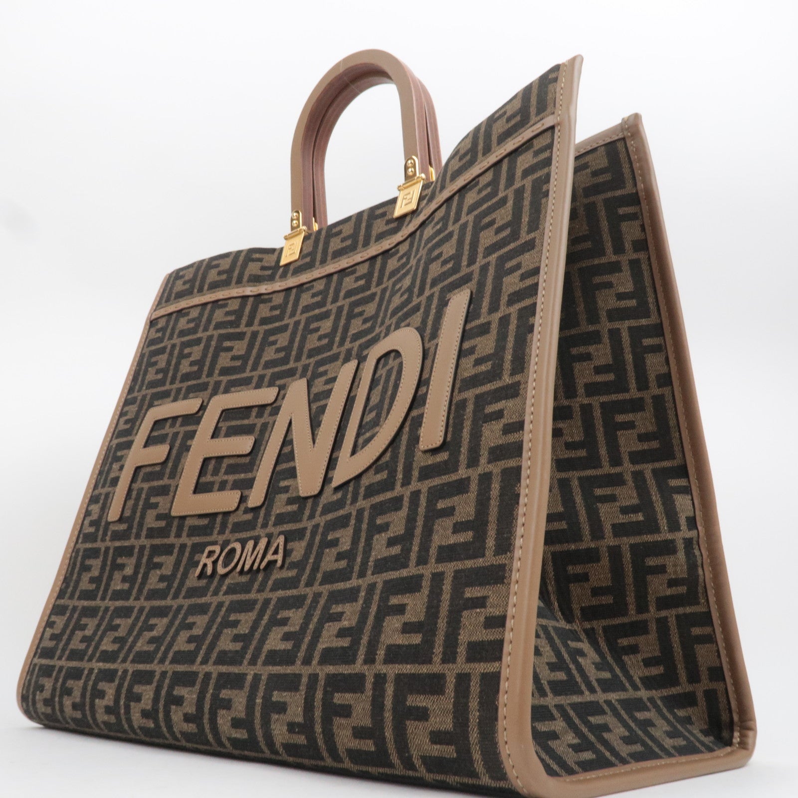 FENDI Zucca Sunshine Large Canvas Tote Bag Brown 8BH372
