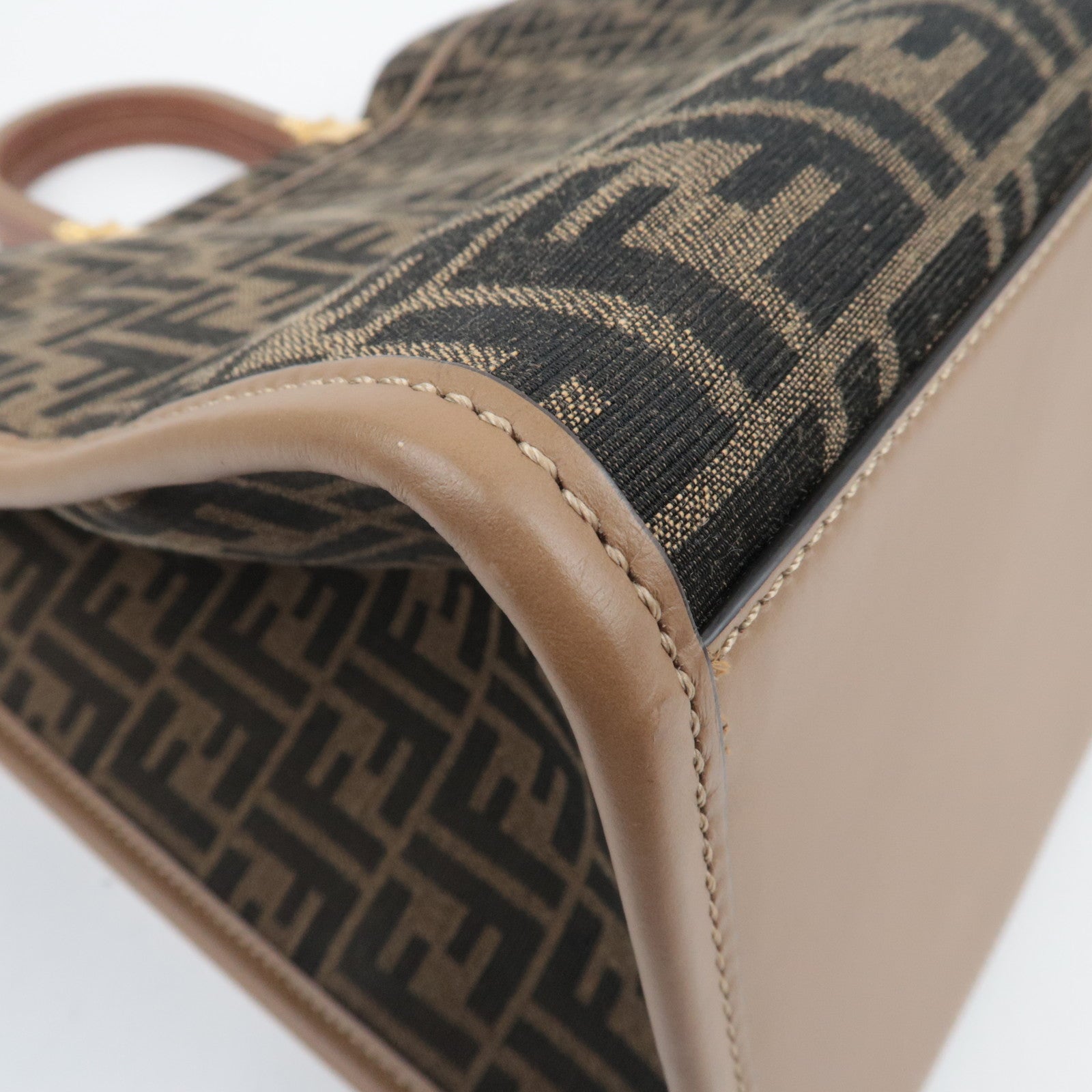 FENDI Zucca Sunshine Large Canvas Tote Bag Brown 8BH372