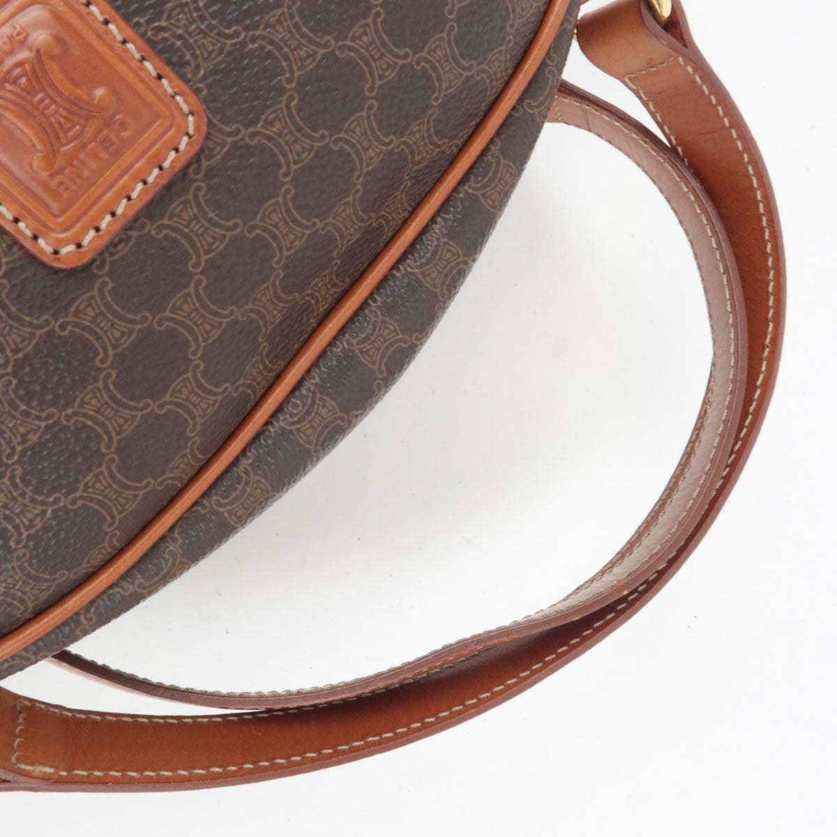 CELINE Macadam PVC Leather Handbag Brown