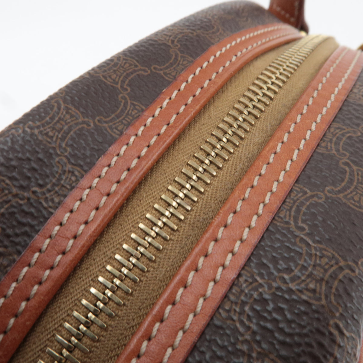 CELINE Macadam PVC Leather Handbag Brown