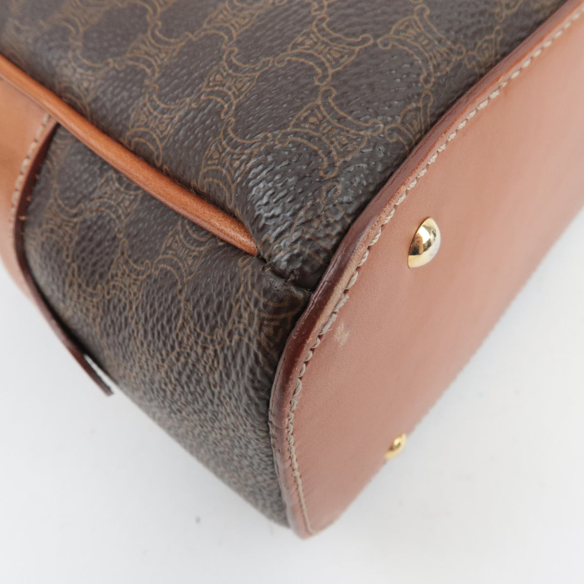 CELINE Macadam PVC Leather Handbag Brown