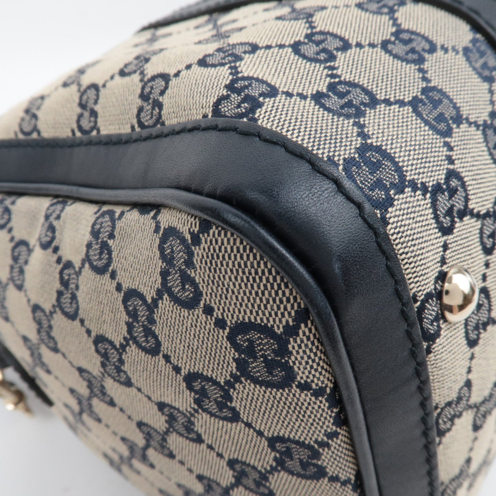 GUCCI Sherry GG Canvas 2Way Handbag Beige Navy 247205