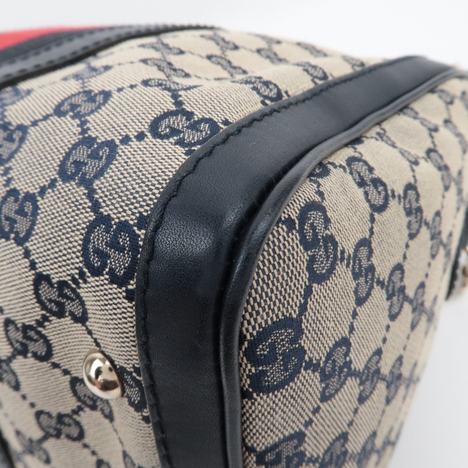 GUCCI Sherry GG Canvas 2Way Handbag Beige Navy 247205