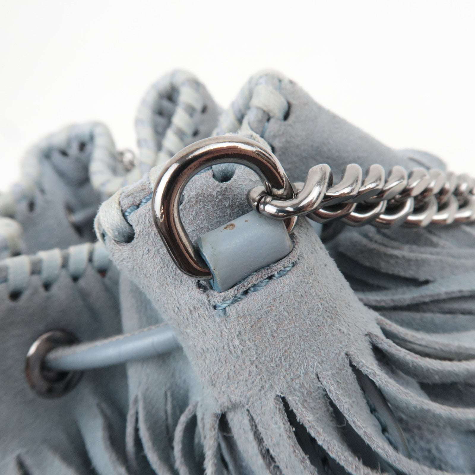 Stella McCartney Falabella Small Fringe Chain Shoulder Bag Gray