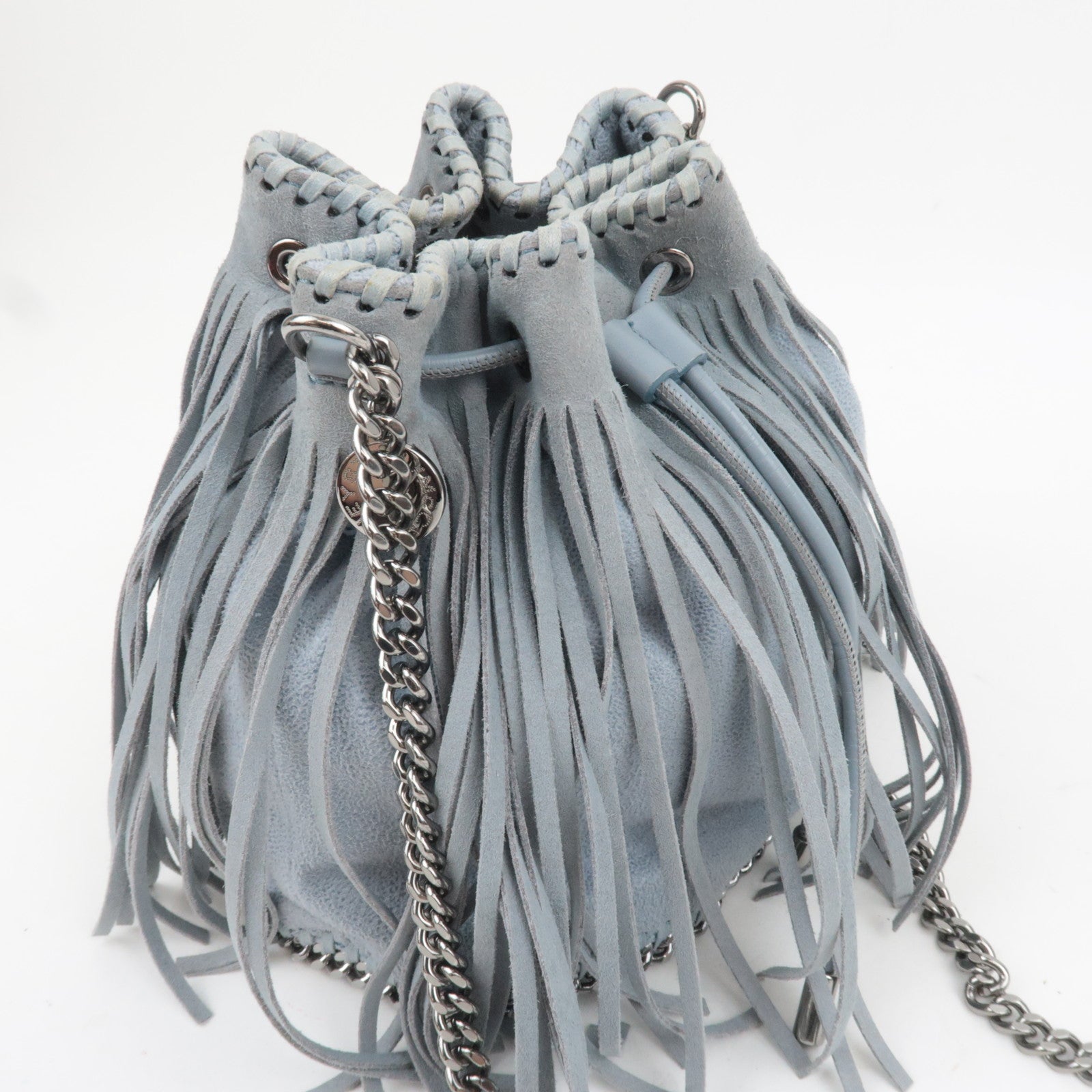 Stella McCartney Falabella Small Fringe Chain Shoulder Bag Gray