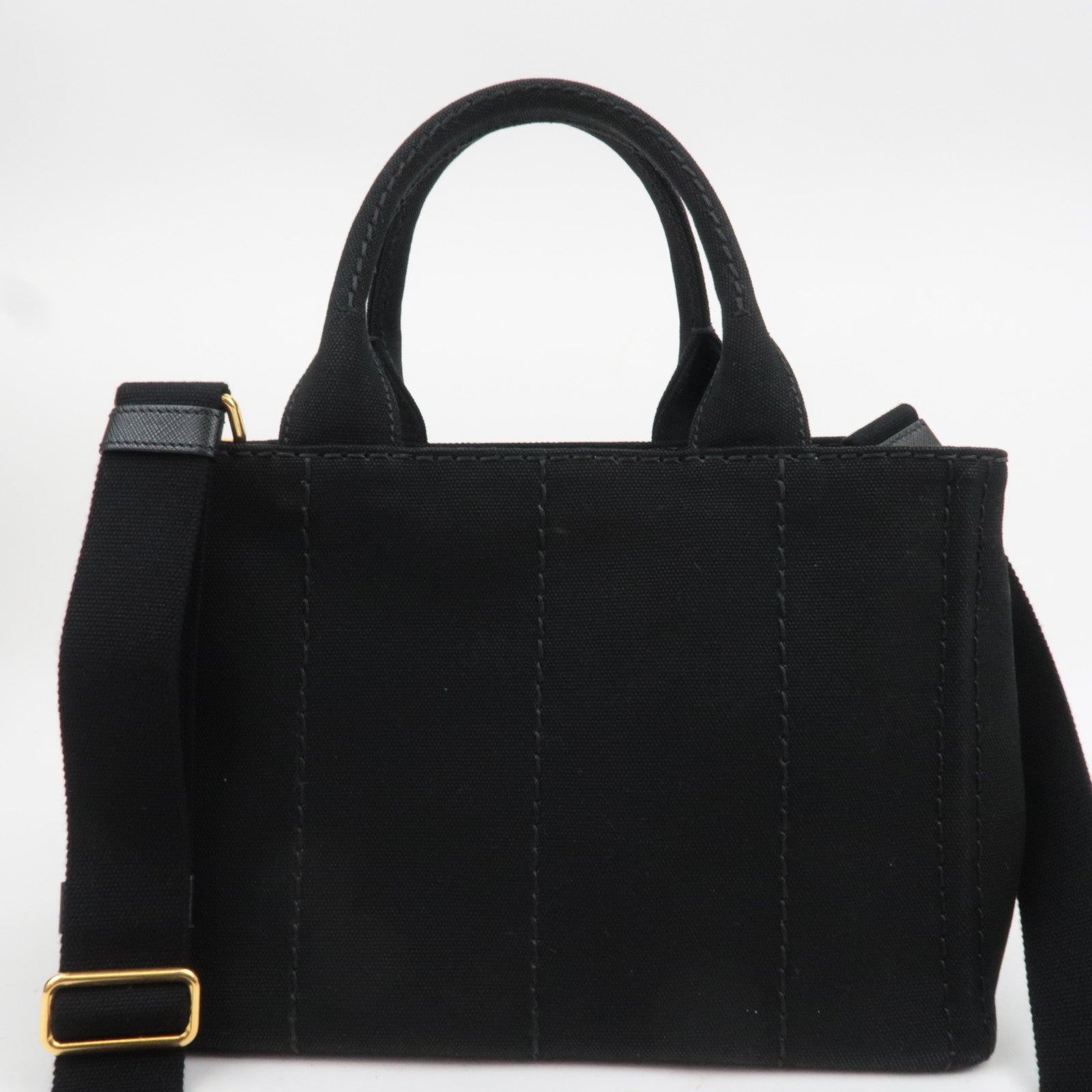 PRADA Canapa Mini 2Way Canvas Tote Bag Black 1BG439