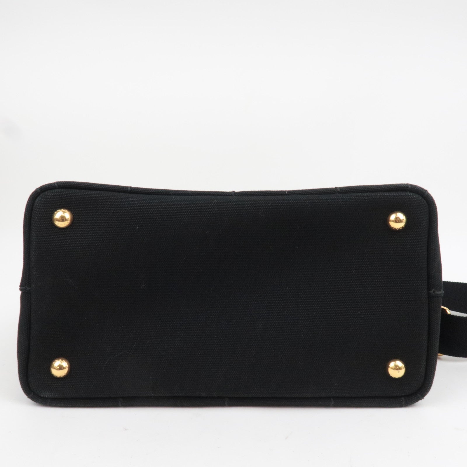 PRADA Canapa Mini 2Way Canvas Tote Bag Black 1BG439