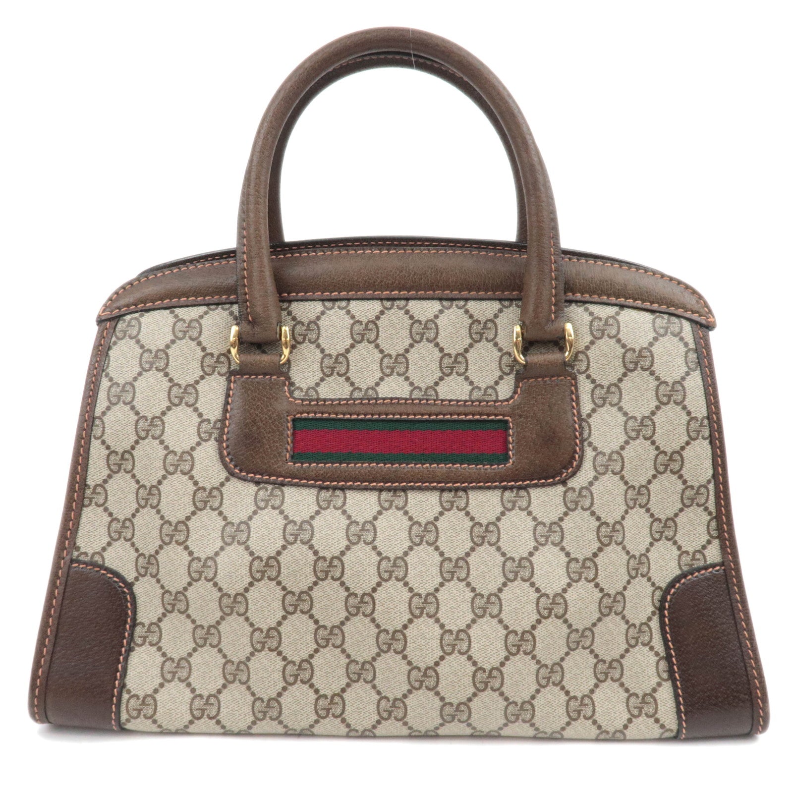 GUCCI Old Gucci Sherry GG Plus Handbag Beige Brown88504