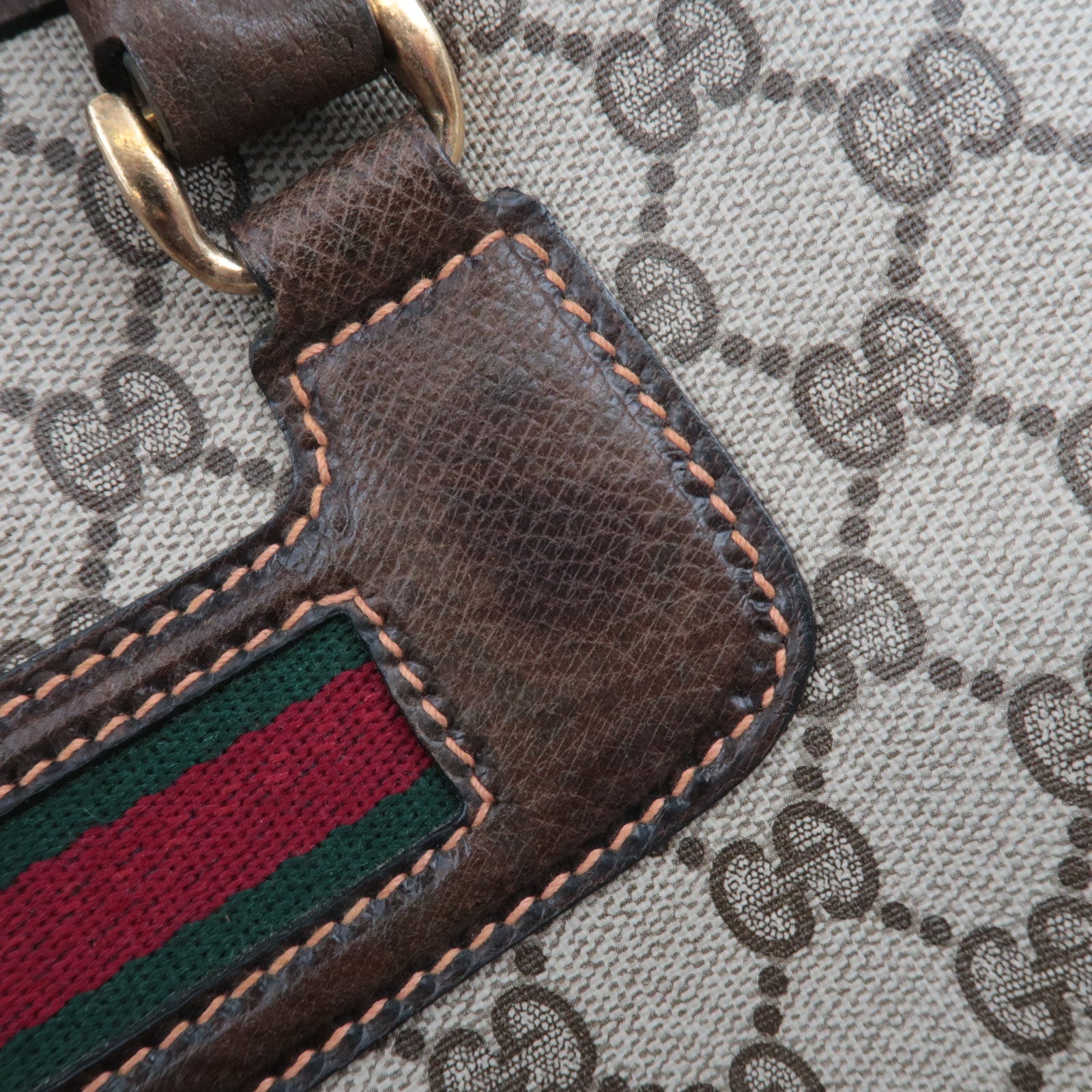 GUCCI Old Gucci Sherry GG Plus Handbag Beige Brown