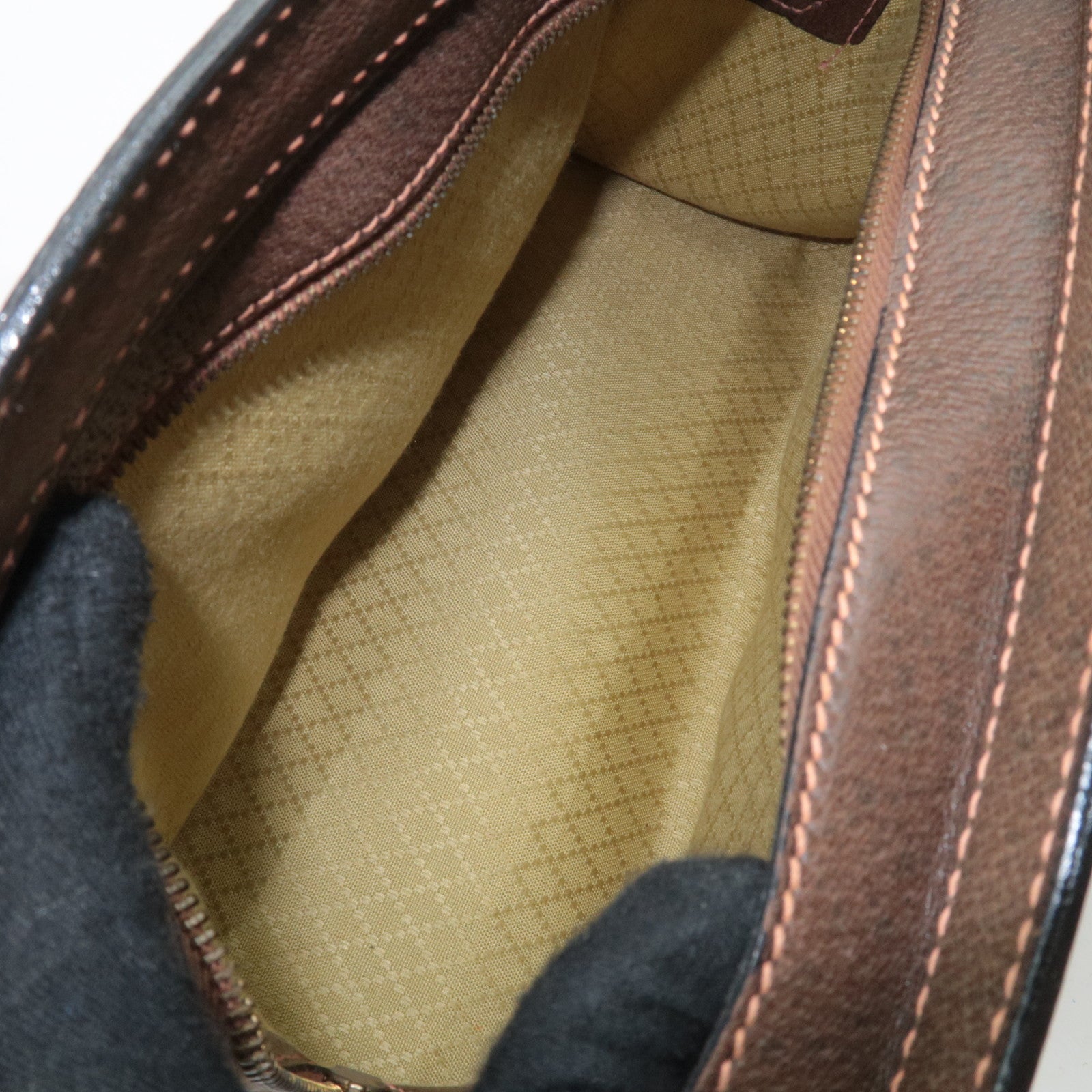 GUCCI Old Gucci Sherry GG Plus Handbag Beige Brown