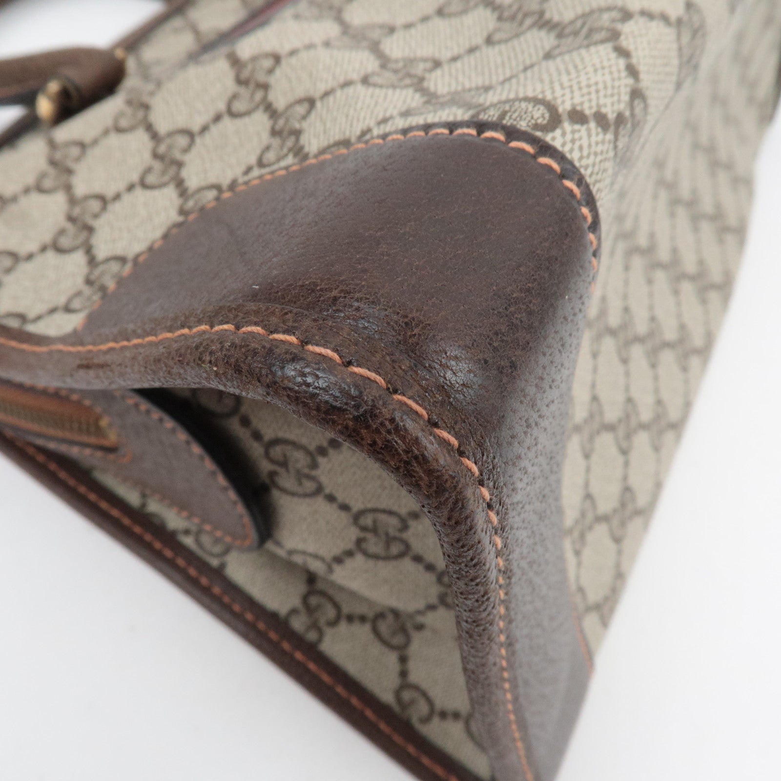 GUCCI Old Gucci Sherry GG Plus Handbag Beige Brown