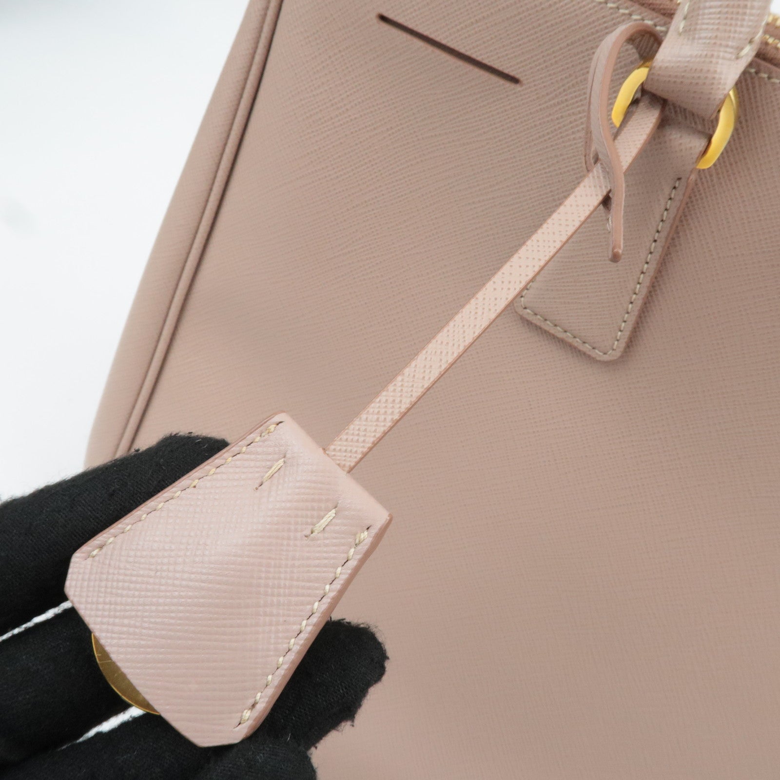 PRADA Saffiano Galleria Leather Handbag Pink Beige BN1786