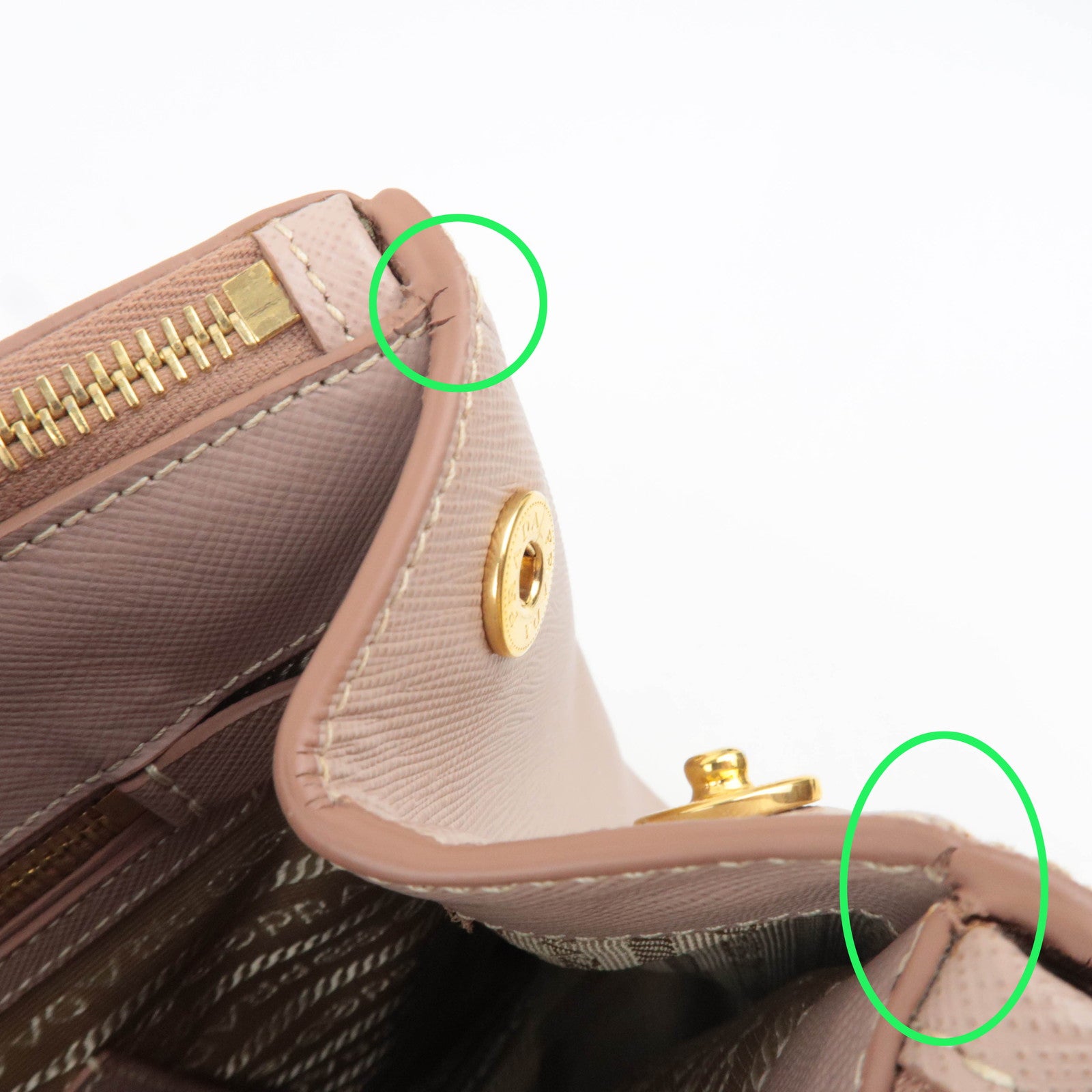 PRADA Saffiano Galleria Leather Handbag Pink Beige BN1786