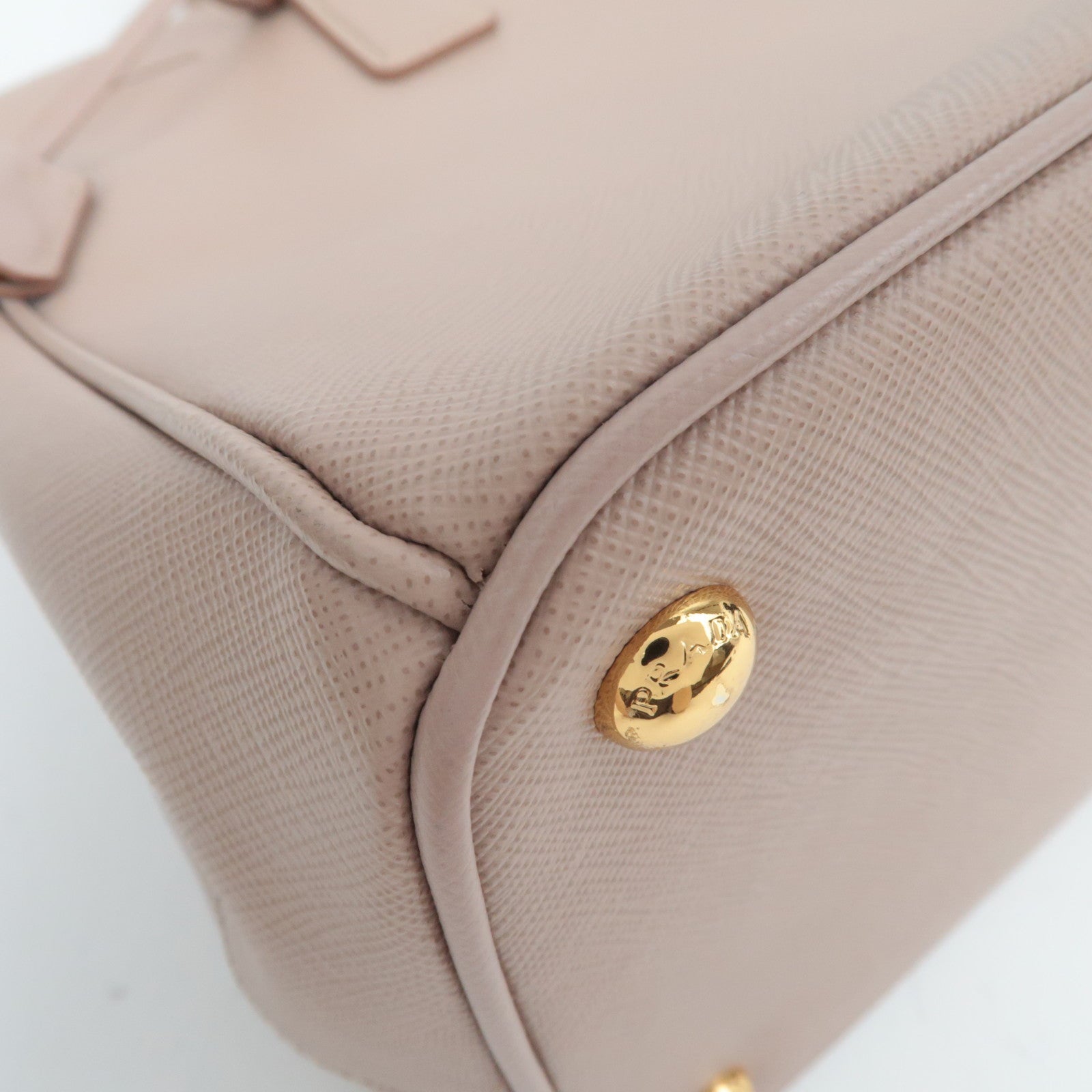 PRADA Saffiano Galleria Leather Handbag Pink Beige BN1786