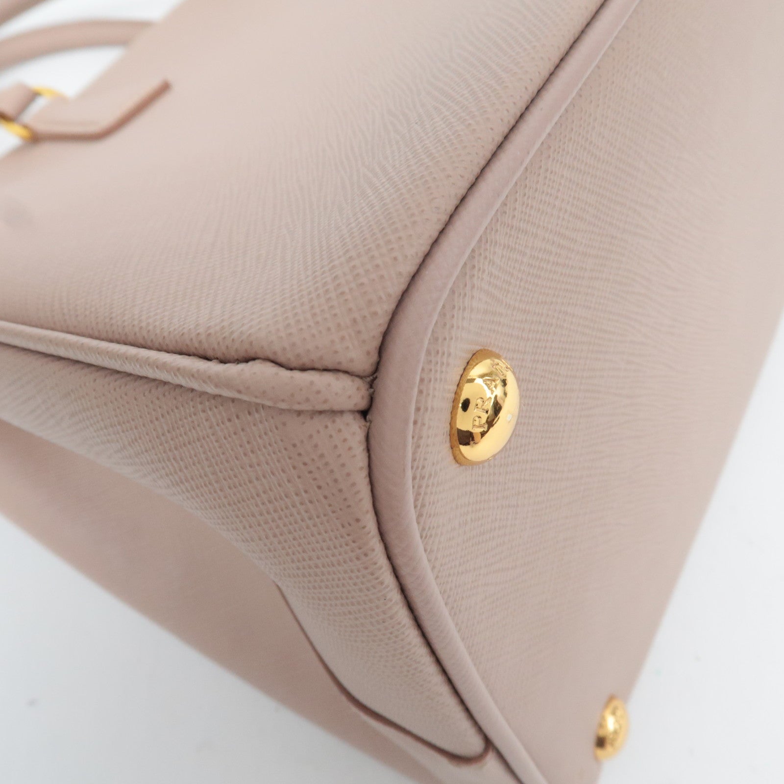 PRADA Saffiano Galleria Leather Handbag Pink Beige BN1786